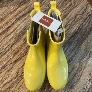 Hisea Women's Yellow Waterproof Rain Boots